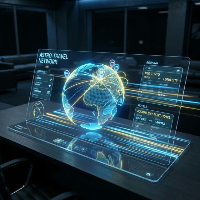 Illustration of a travel agency software platform combining bookings, sales, and operations