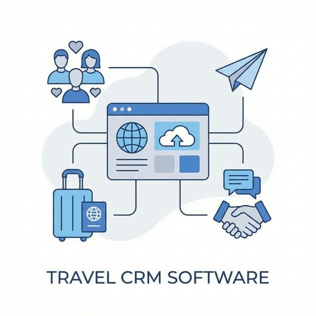 Illustration of travel software bringing enquiries, quotes, and customer management into one view